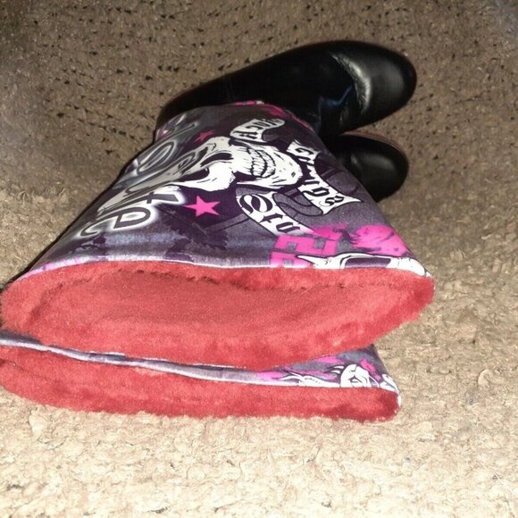 PAOLO CONTE-Death Rock-Punk-Black/Printed Leather-Shearling-Sz 38-Excellent - Picture 7 of 8